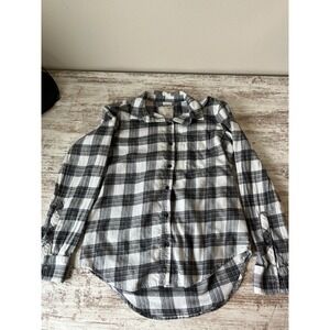 SO COZY FLANNEL XS Womens Black and Cream Flannel CottageCore Preppy Grunge